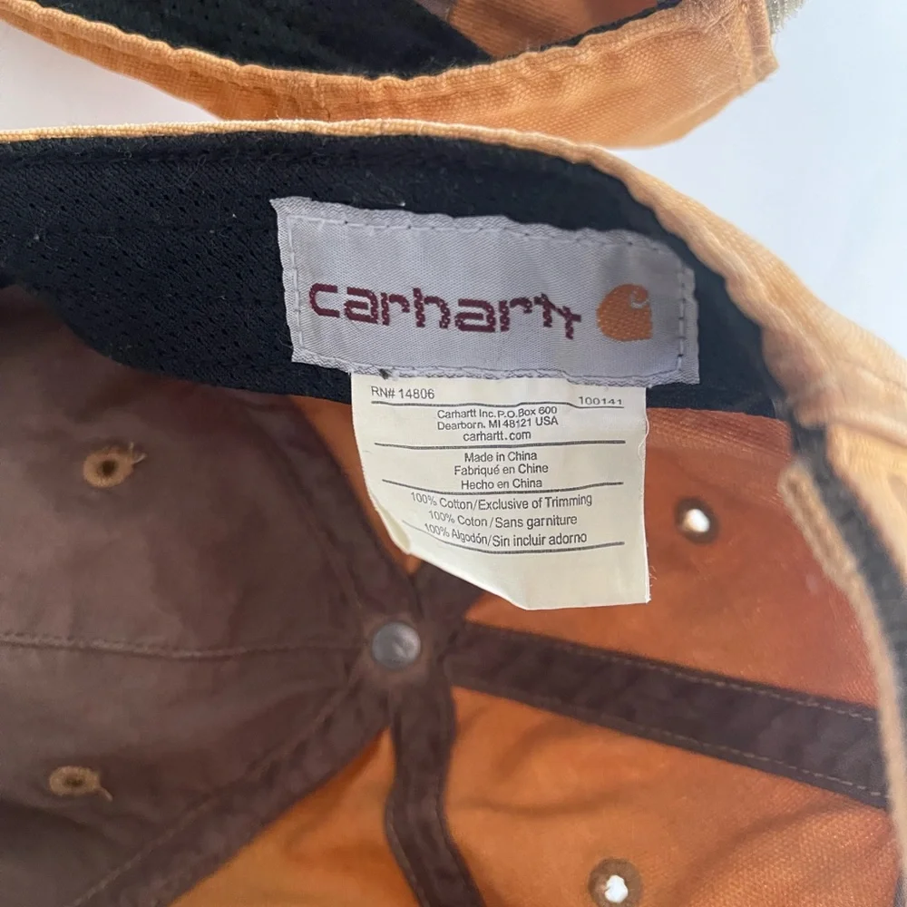 2 Distressed Thrashed Carhartt Baseball Caps Gold Tan